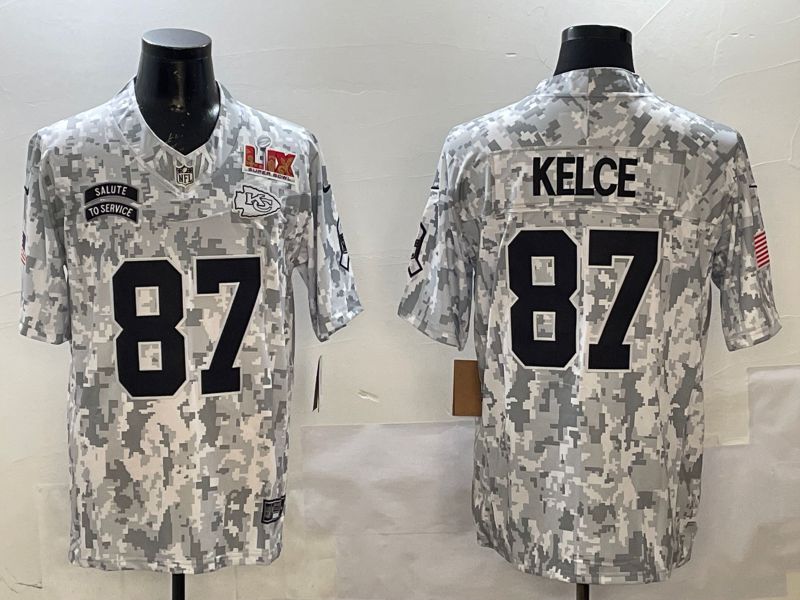 Men Kansas City Chiefs 87 Kelce Camo 2025 Nike Salute to Service Limited NFL Jersey style 3